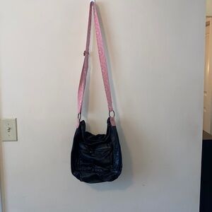 Black Faux Leather Crossbody Bag